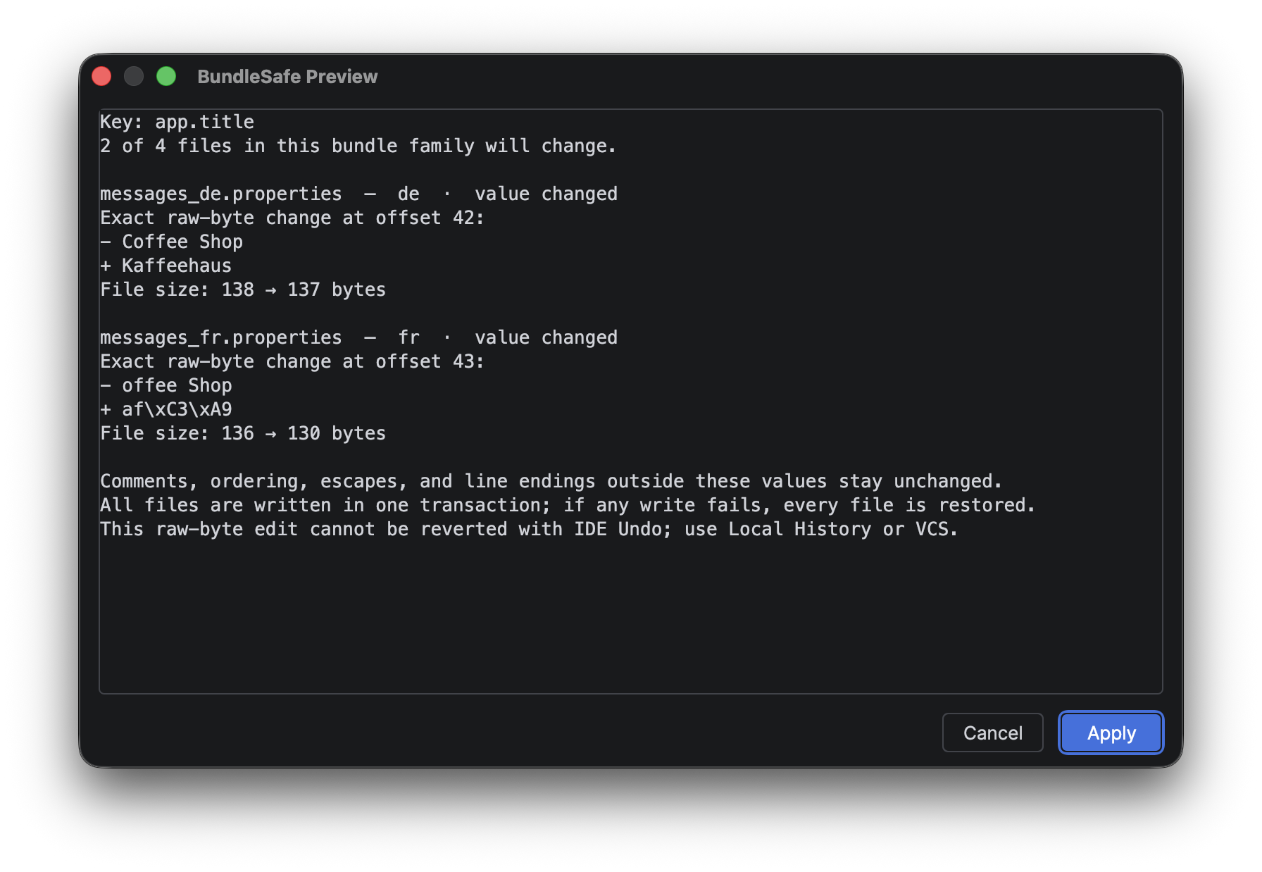 BundleSafe exact preview